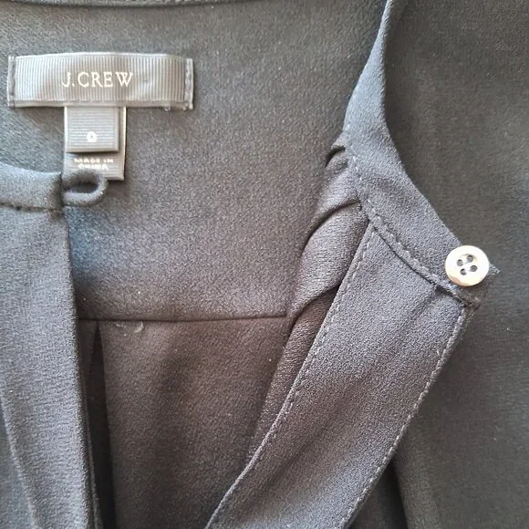 J.Crew Black Pleated Blouse Button Detail Minimalist Chic Top - Picture 4 of 9